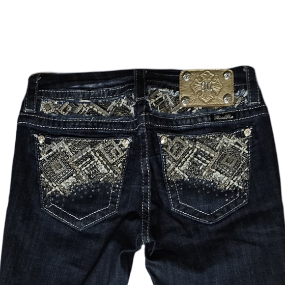 Miss Me Boot Cut Blue Jeans with Vintage Distressing - Picture 6 of 8